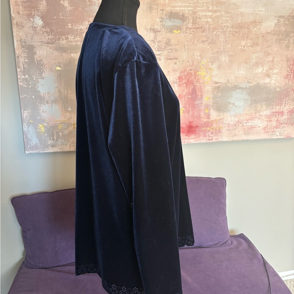Cleo Vintage Navy Velvet Loungewear‎ 2 Piece Ensemble Petite Size S - Picture 8 of 13